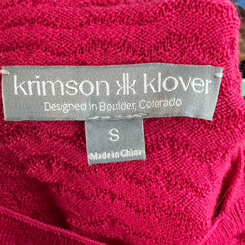 Krimson Klover Hood Sweater Fuchsia Pink Wavy Knit Thumbholes Preppy Cozy Size S - Picture 11 of 11